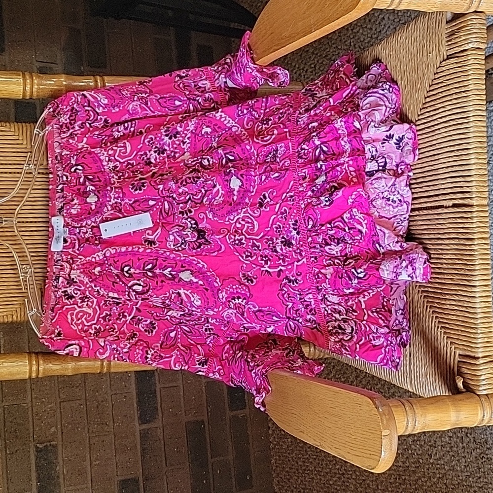 Fever oversized pink, flowing 3/4 sleeve off the shoulder blouse, size S